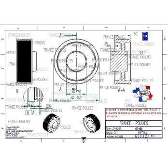 POULIE POLY-V ALU Øext 160 PJ 20 DENTS