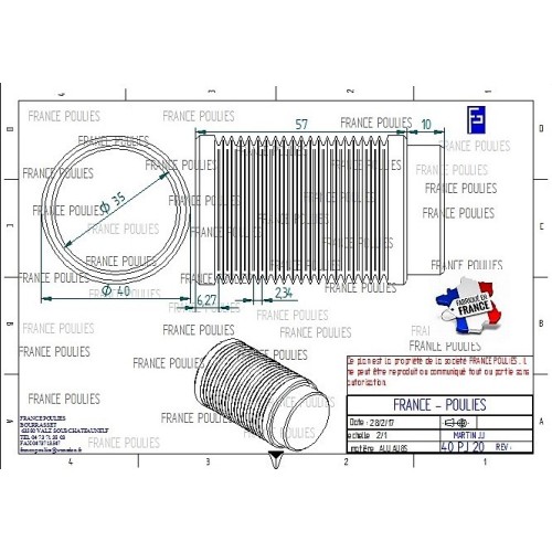 POULIE POLY-V ALU Øext40 PJ 20 DENTS