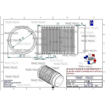 POULIE POLY-V ALU Øext40 PJ 20 DENTS
