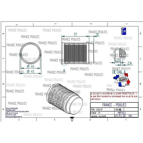 POULIE POLY-V ALU Øext45 PJ 20 DENTS