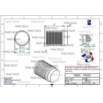 POULIE POLY-V ALU Øext45 PJ 20 DENTS