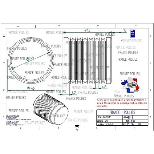 POULIE POLY-V ALU Øext45 PJ 16 DENTS