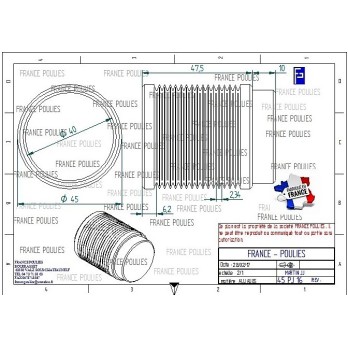 POULIE POLY-V ALU Øext45 PJ 16 DENTS