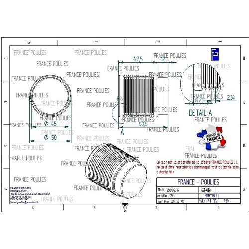 POULIE POLY-V ALU Øext50 PJ 16 DENTS