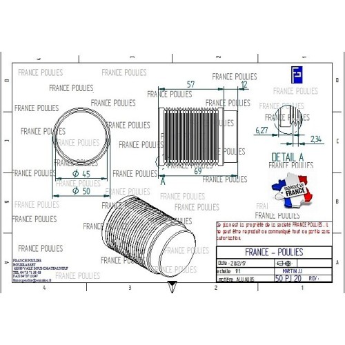 POULIE POLY-V ALU Øext50 PJ 20 DENTS