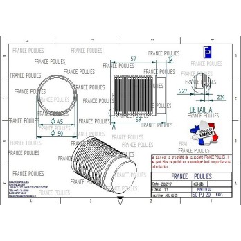 POULIE POLY-V ALU Øext50 PJ 20 DENTS