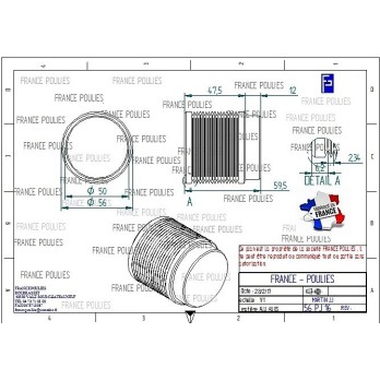 POULIE POLY-V ALU Øext56 PJ 16 DENTS