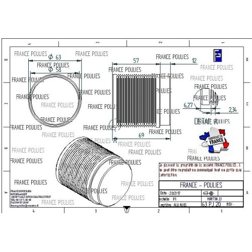 POULIE POLY-V ALU Øext63 PJ 20 DENTS