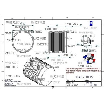 POULIE POLY-V ALU Øext63 PJ 20 DENTS