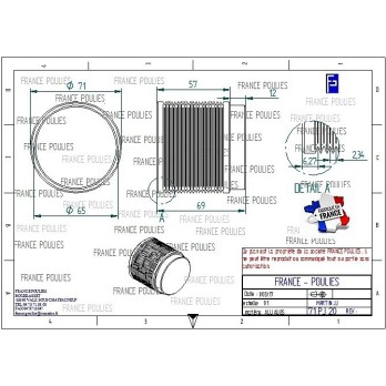 POULIE POLY-V ALU Øex71 PJ 20 DENTS