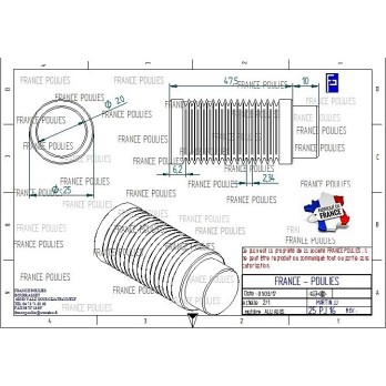 POULIE POLY-V ALU Øext 25 PJ 16 DENTS