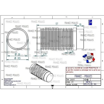POULIE POLY-V ALU Øext 31.5 PJ 20 DENTS