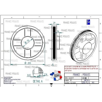 POULIE POLY-V ALU Øext 200 PJ 6 GORGES