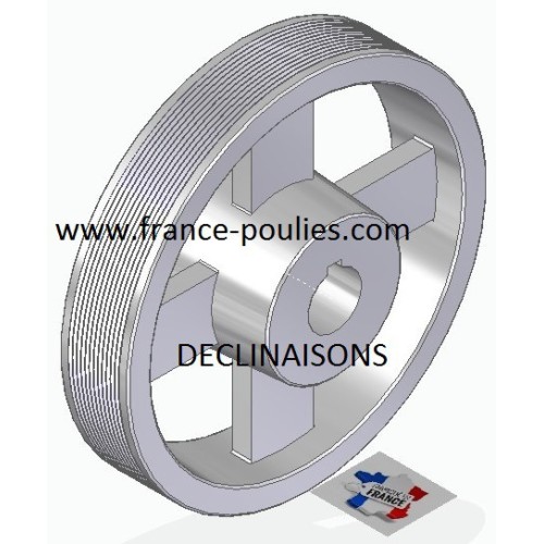 POULIE POLY-V ALU Øext 200 PJ 12 GORGES