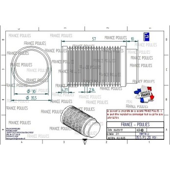 POULIE POLY-V ALU Øext 35.5 PJ 20 DENTS