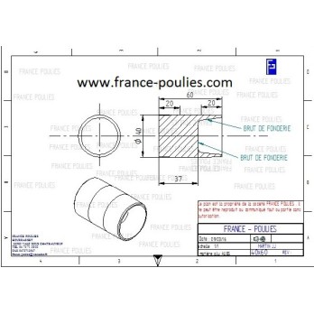 poulie plate alu Ø40x60 