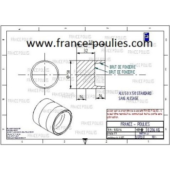 poulie plate alu Ø50x50