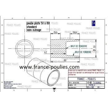 poulie plate alu Ø50x80