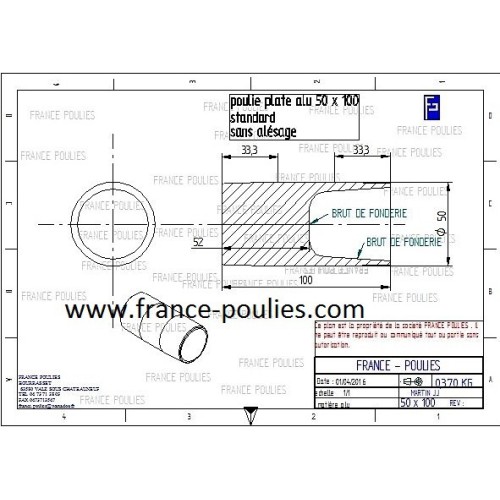 poulie plate alu Ø50x100