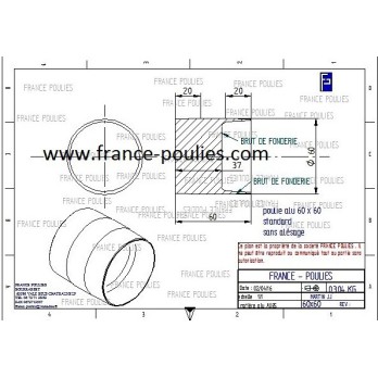 poulie plate alu Ø60x60 