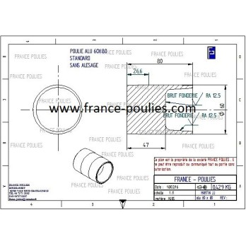 poulie plate alu 60x80 