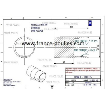 poulie plate alu Ø60x100