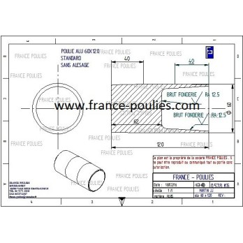 poulie plate alu Ø60x100