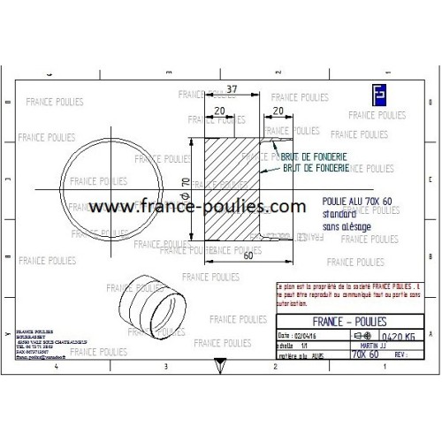 poulie plate alu 70x60 