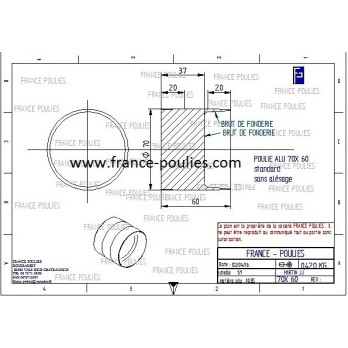 poulie plate alu 70x60 