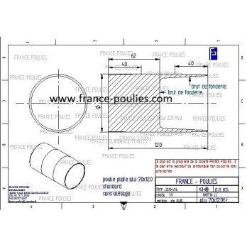 poulie plate alu Ø70x120 