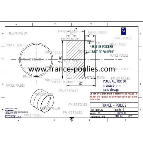 poulie plate alu 80x60 