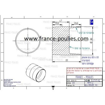 poulie plate alu 80 x80
