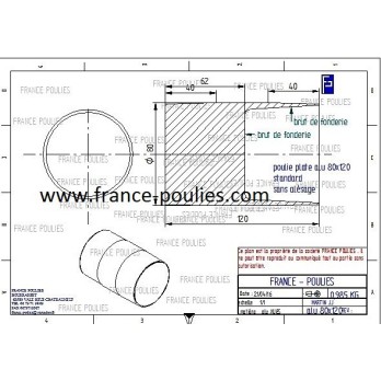 poulie plate alu 80x120