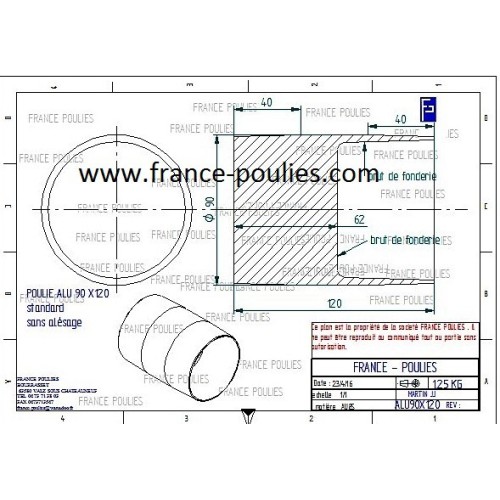poulie plate alu 90x120
