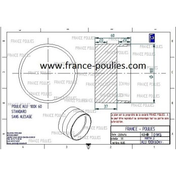 poulie plate  alu Ø100x60 