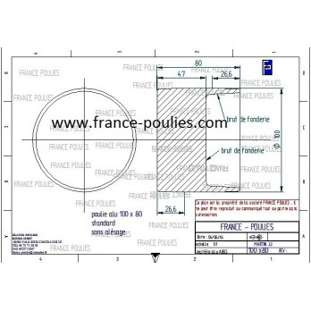 poulie plate alu 100x80 
