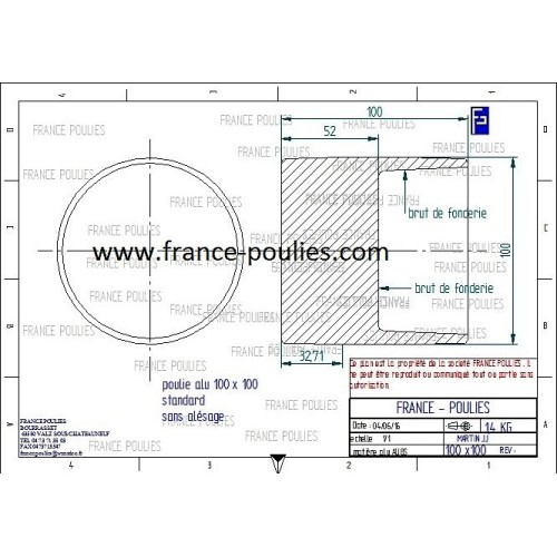 poulie plate alu 100x100