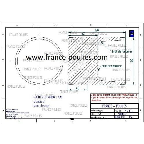 poulie plate alu 100x120