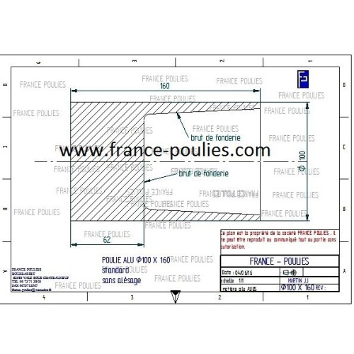 poulie plate alu 100x160