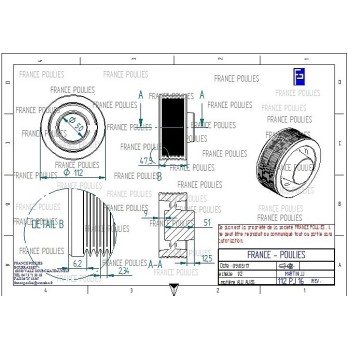 POULIE POLY-V ALU Øext 112 PJ 16 DENTS