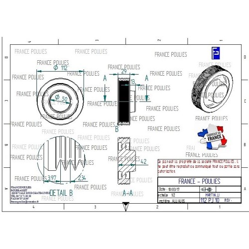 POULIE POLY-V ALU Øext 112 PJ 10 DENTS