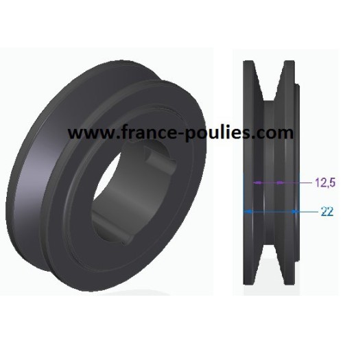 poulie fonte 1 spa Øp71 pour moyeu amovible 