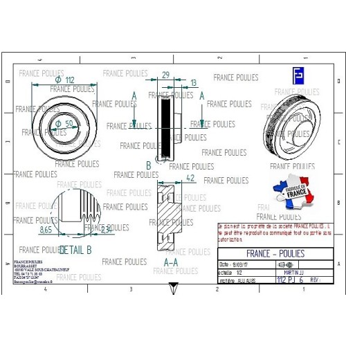 POULIE POLY-V ALU Øext 112 PJ 6 DENTS