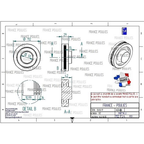 POULIE POLY-V ALU Øext 100 PJ 4 DENTS