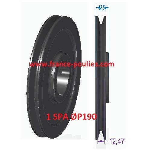 poulie fonte 1 spa Øp190 pour moyeu amovible 1610