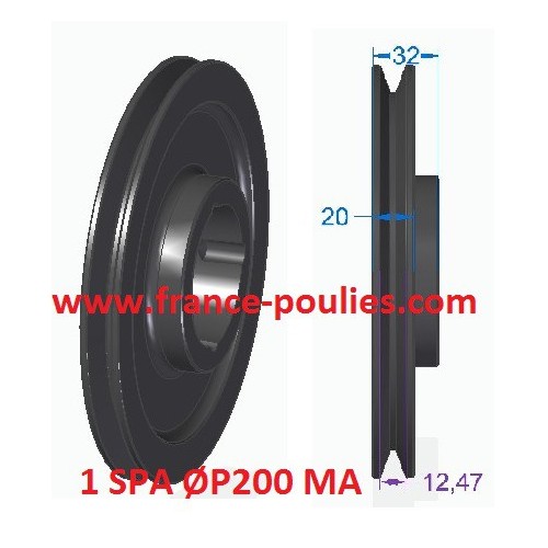 poulie fonte 1 spa Øp200 pour moyeu amovible 1610