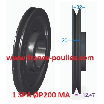 poulie fonte 1 spa Øp200 pour moyeu amovible 1610