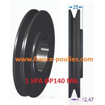 poulie fonte 1 spa Øp140 pour moyeu amovible 1610