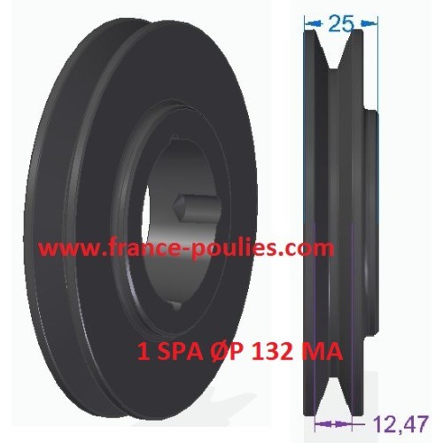 poulie fonte 1 spa Øp132 pour moyeu amovible 1610