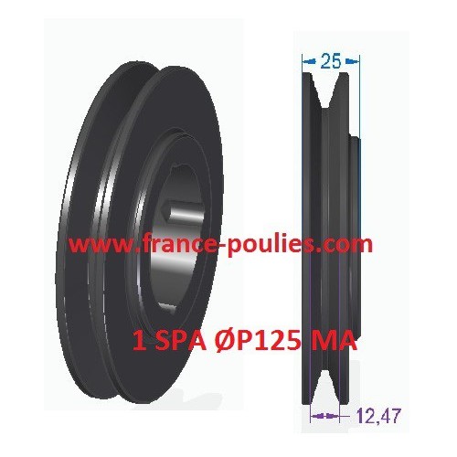 poulie fonte 1 spa Øp125 pour moyeu amovible 1610
